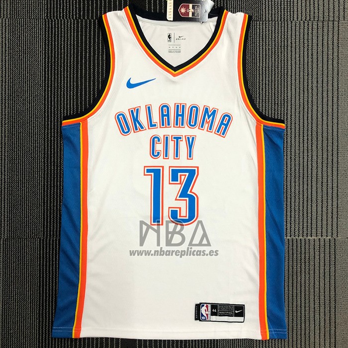 Camiseta Oklahoma City Thunder Paul George NO 13 Association Blanco